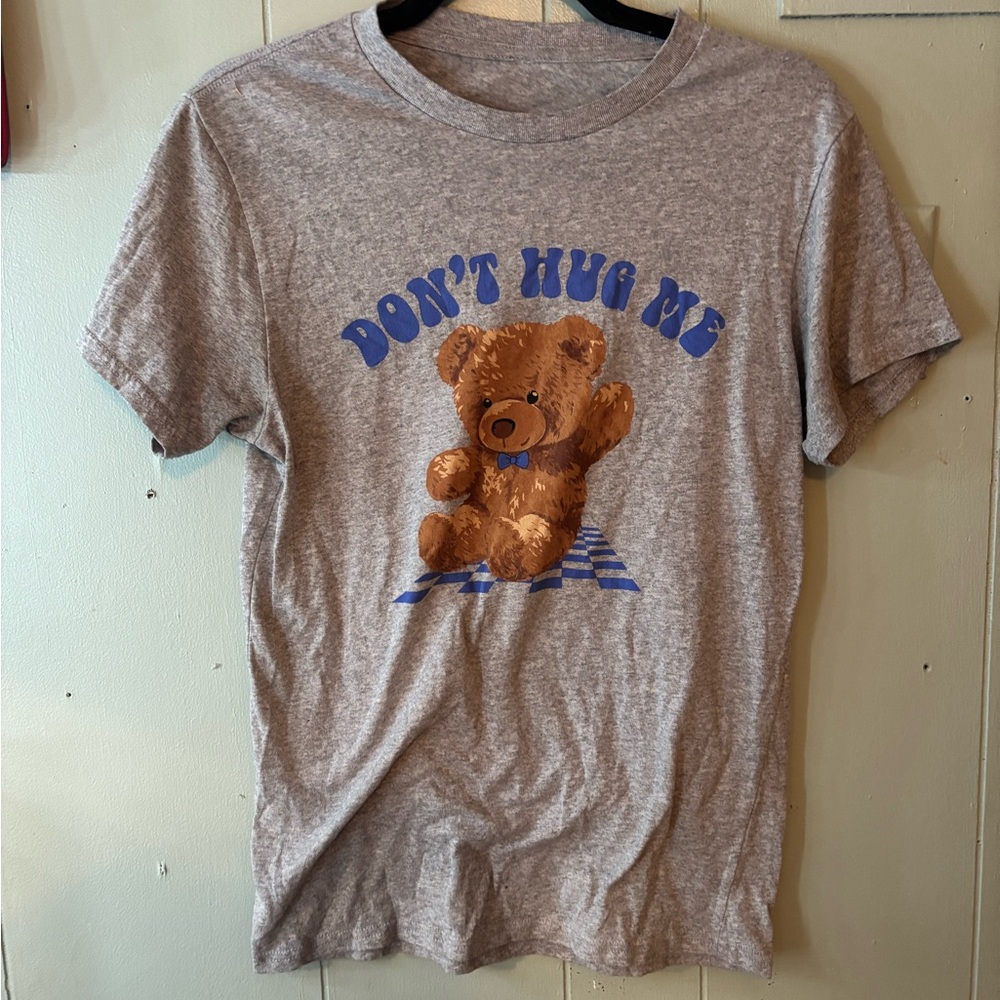 Gray Kids T-Shirt with Teddy Bear Print
